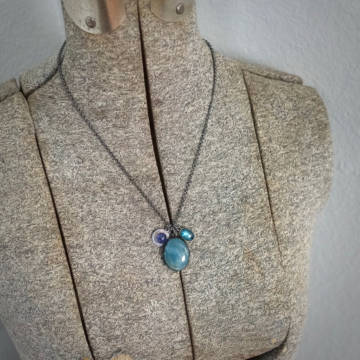 Blue calcite charm necklace