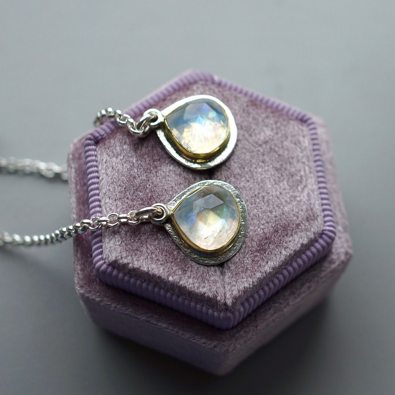 Rainbow moonstone and Campitos turquoise earrings