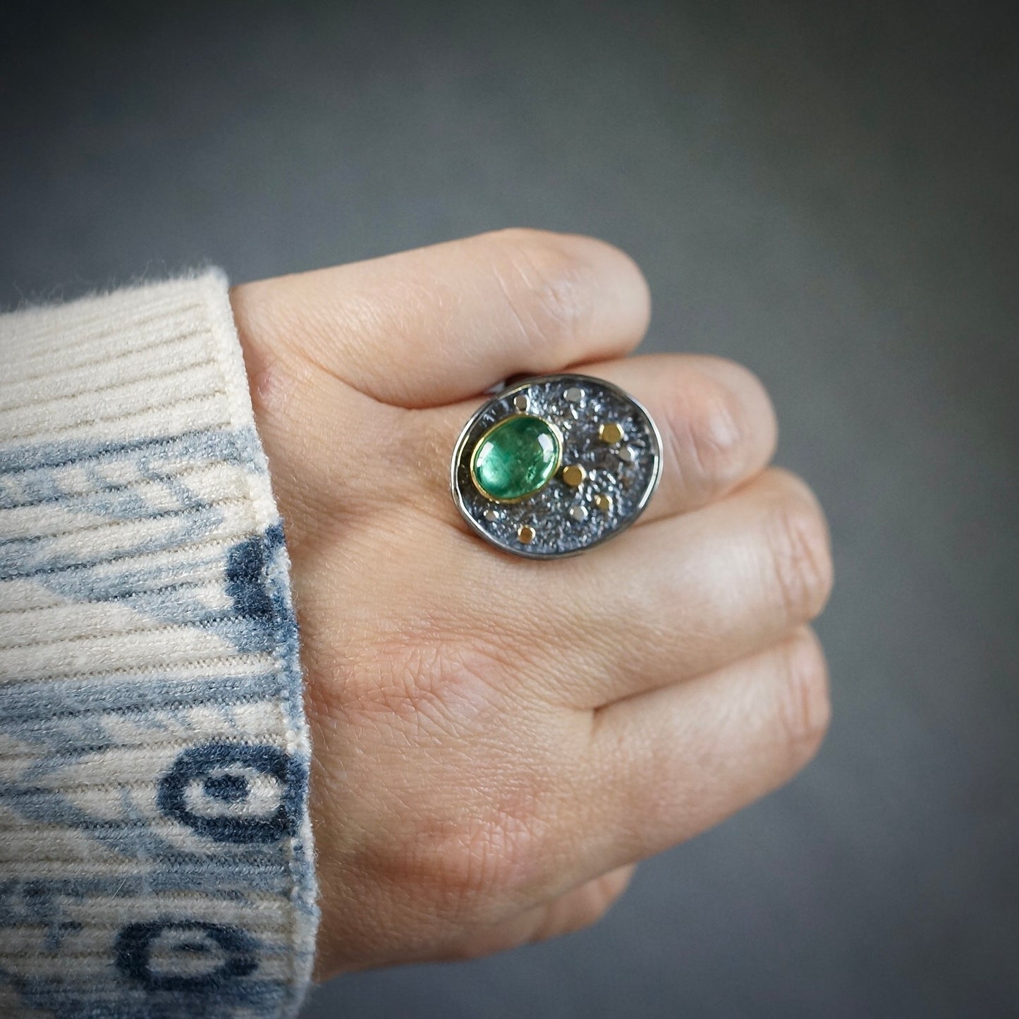 Green kyanite Pebble Ring