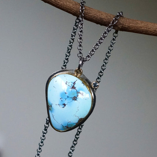 Golden Hills turquoise and Montana sapphire pendant