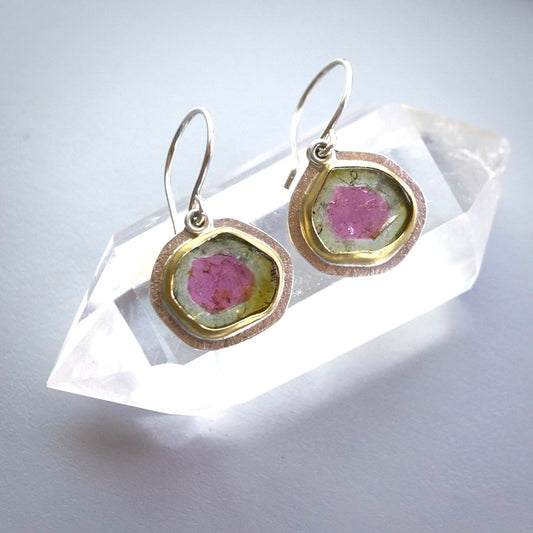 Watermelon tourmaline earrings