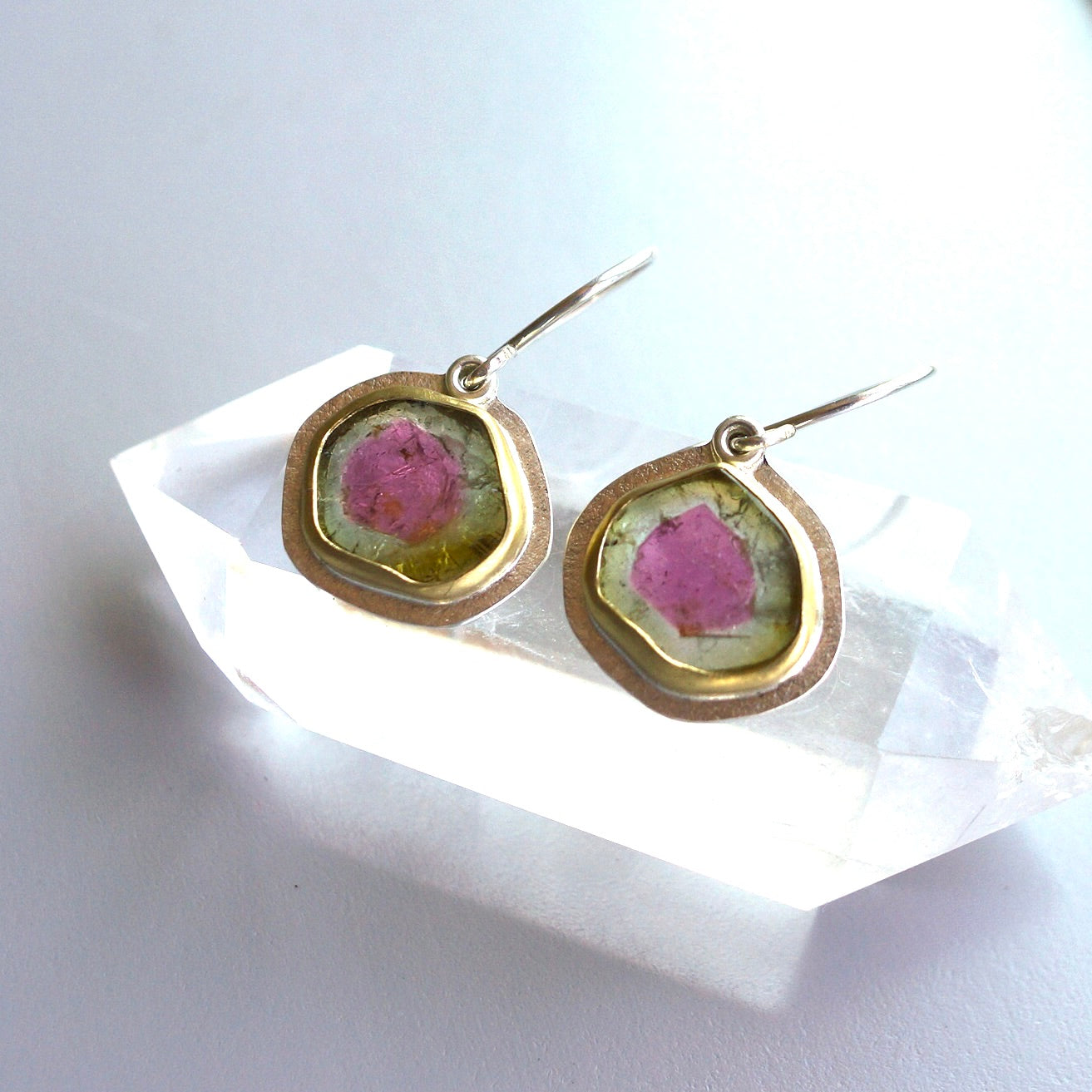 Watermelon tourmaline earrings