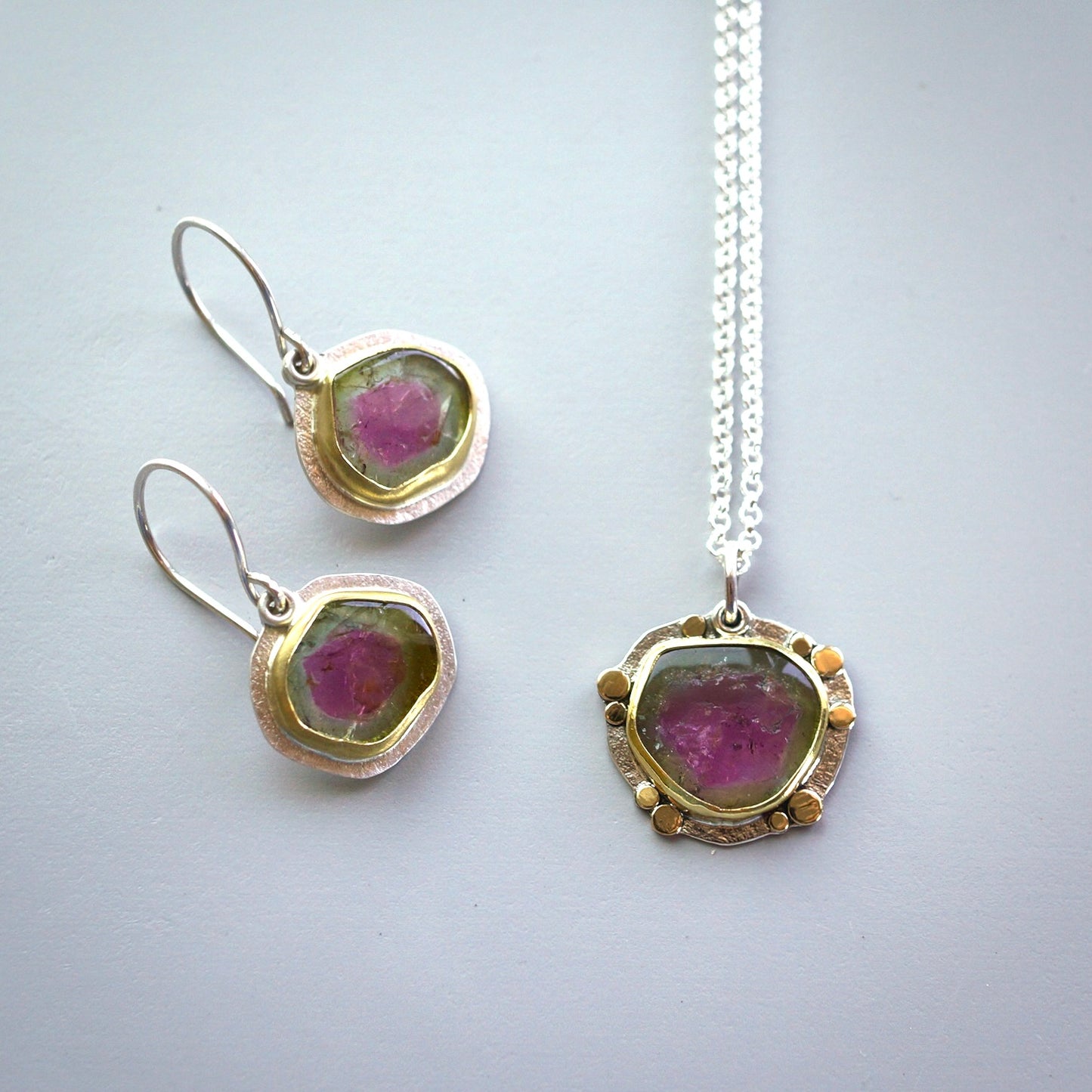 Watermelon tourmaline earrings