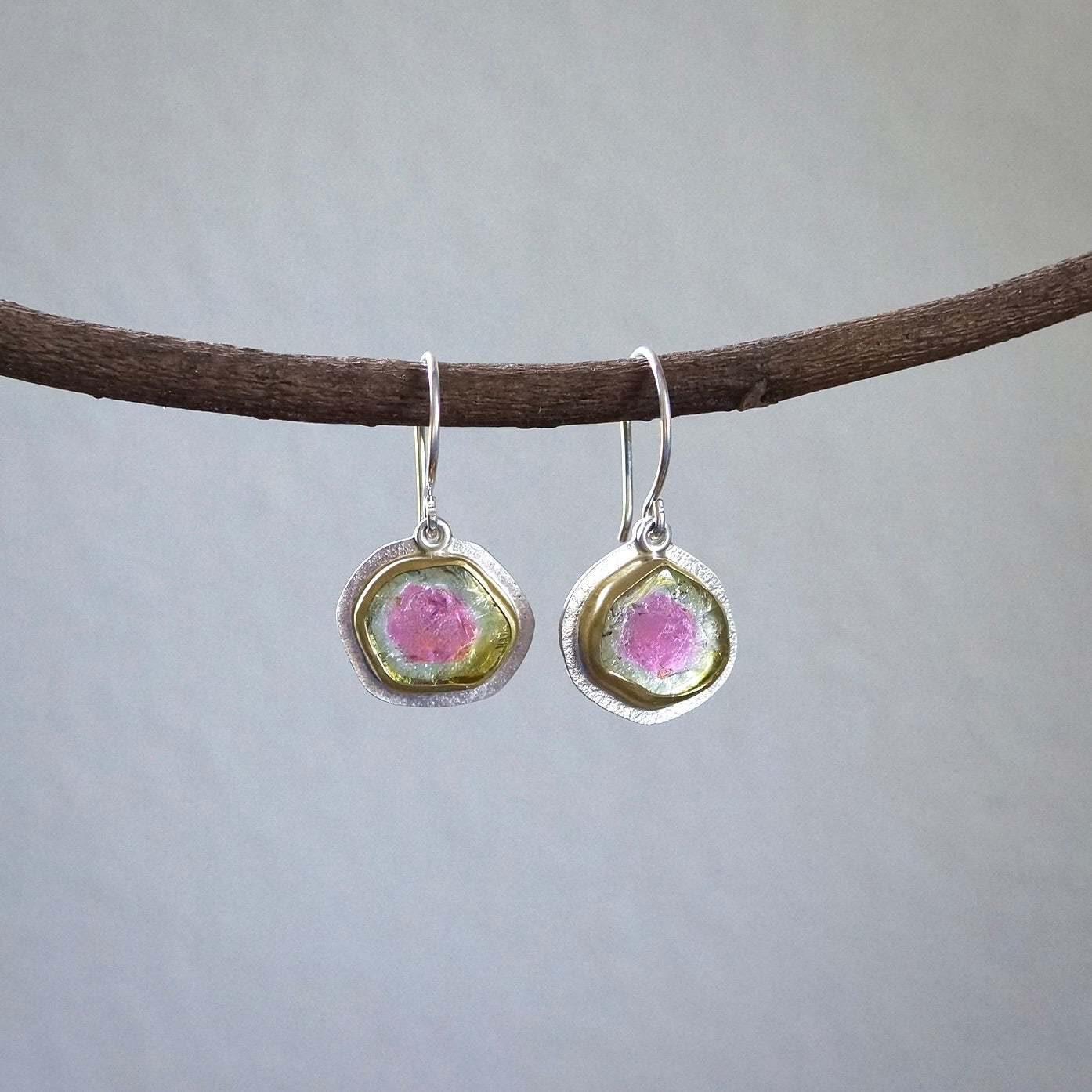 Watermelon tourmaline earrings