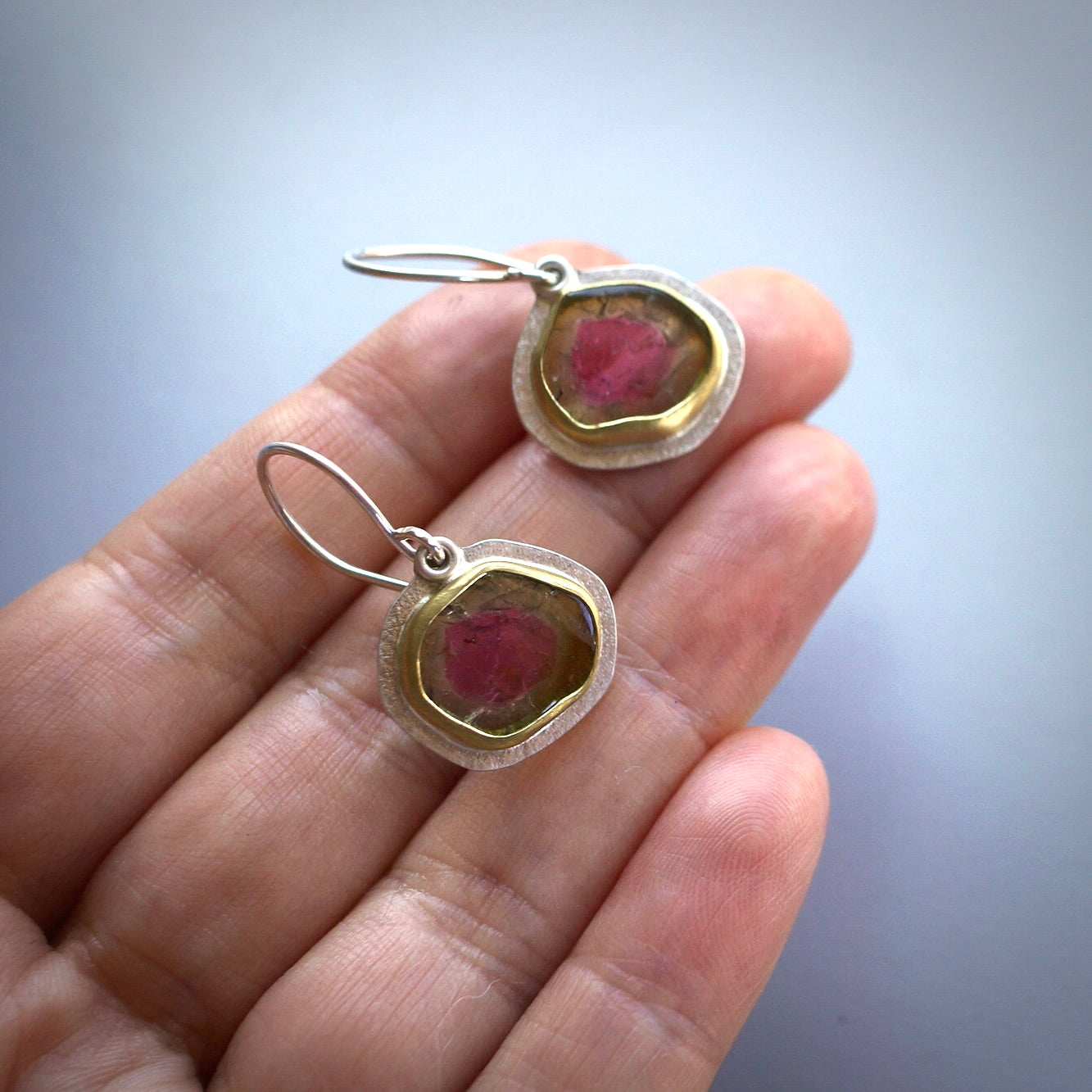 Watermelon tourmaline earrings