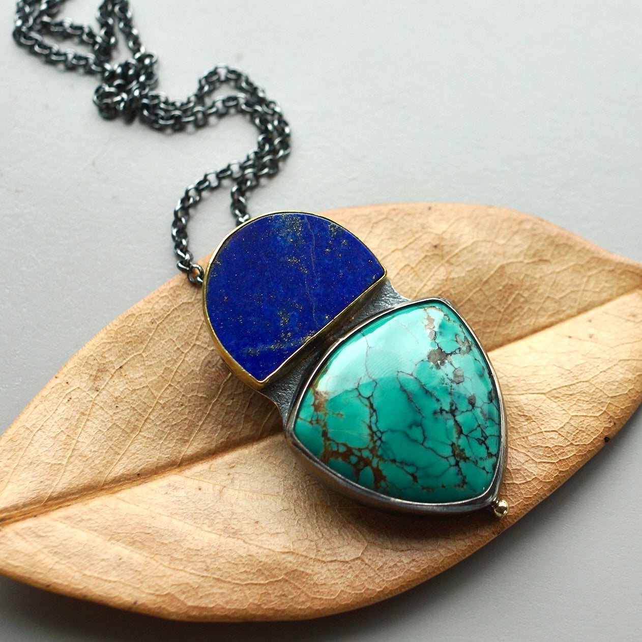 Lapis and Qingu turquoise pendant