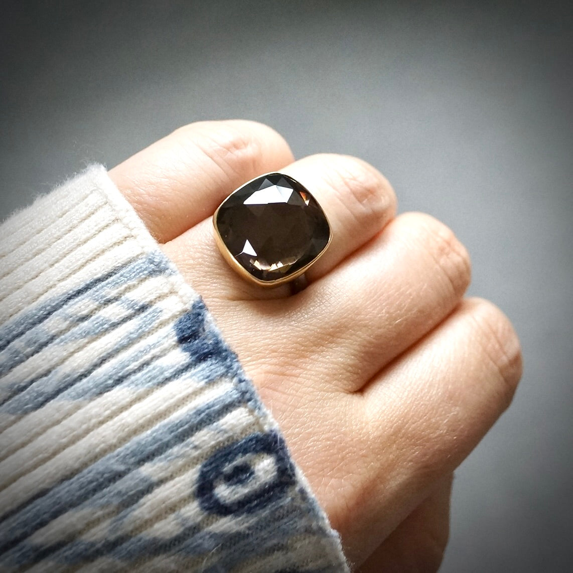 Smokey quartz ring