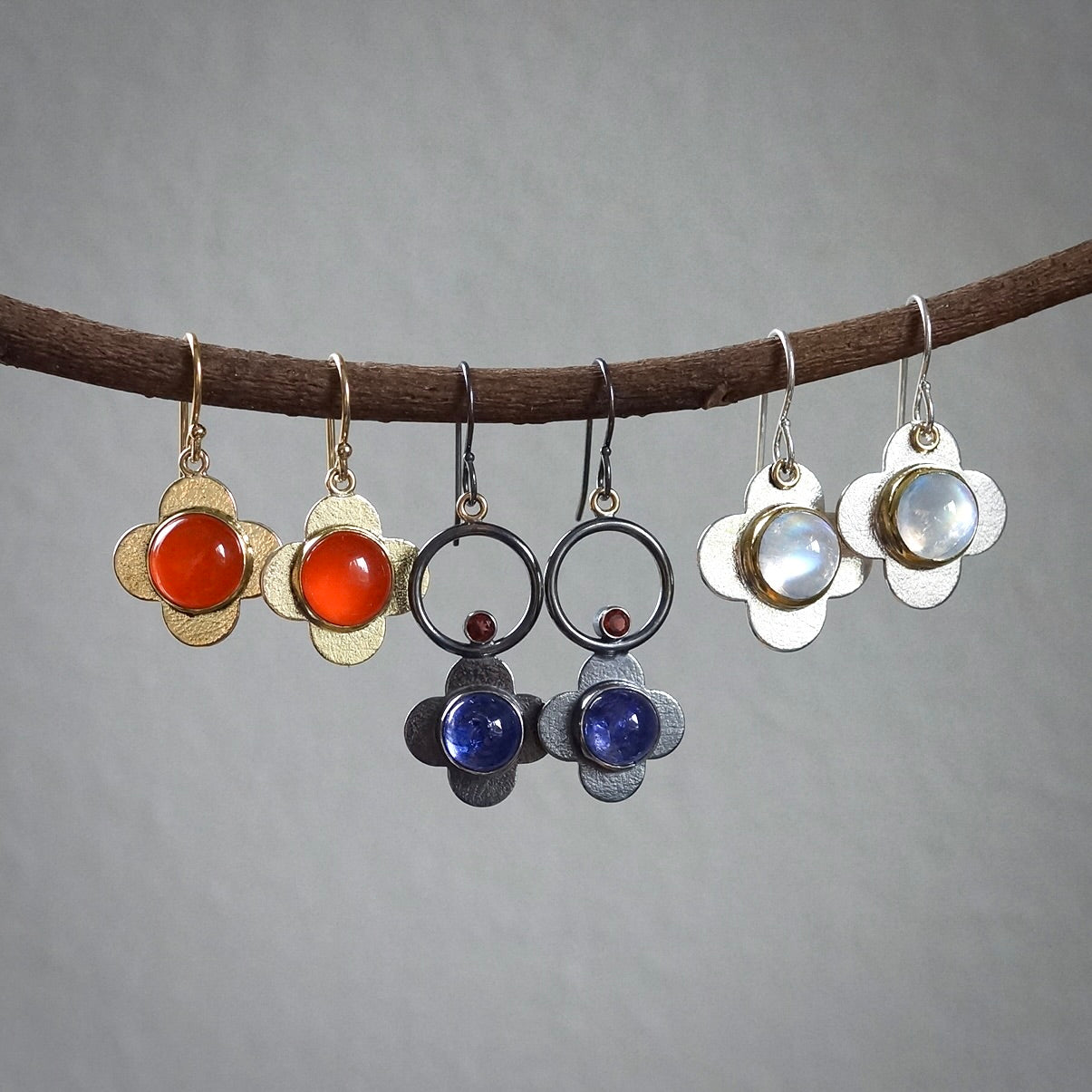 Rainbow moonstone earrings