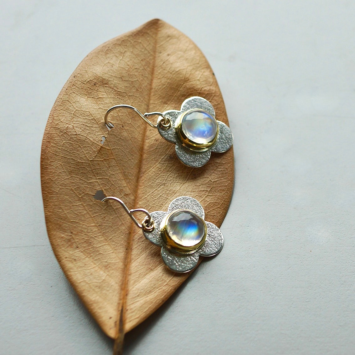 Rainbow moonstone earrings