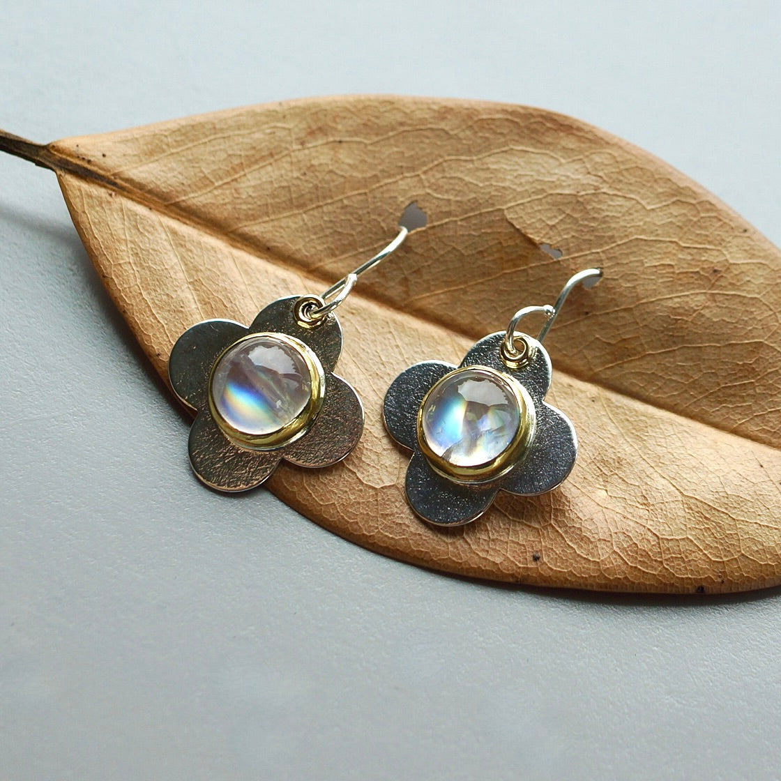 Rainbow moonstone earrings