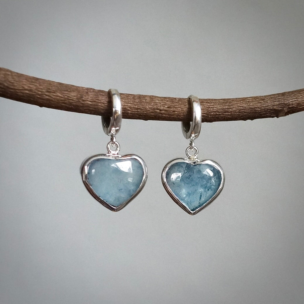 Aquamarine heart earrings