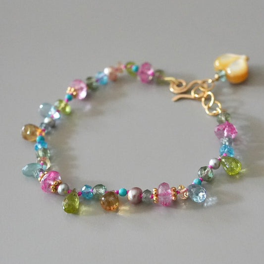 Delicate vibrant mix gemstone bracelet