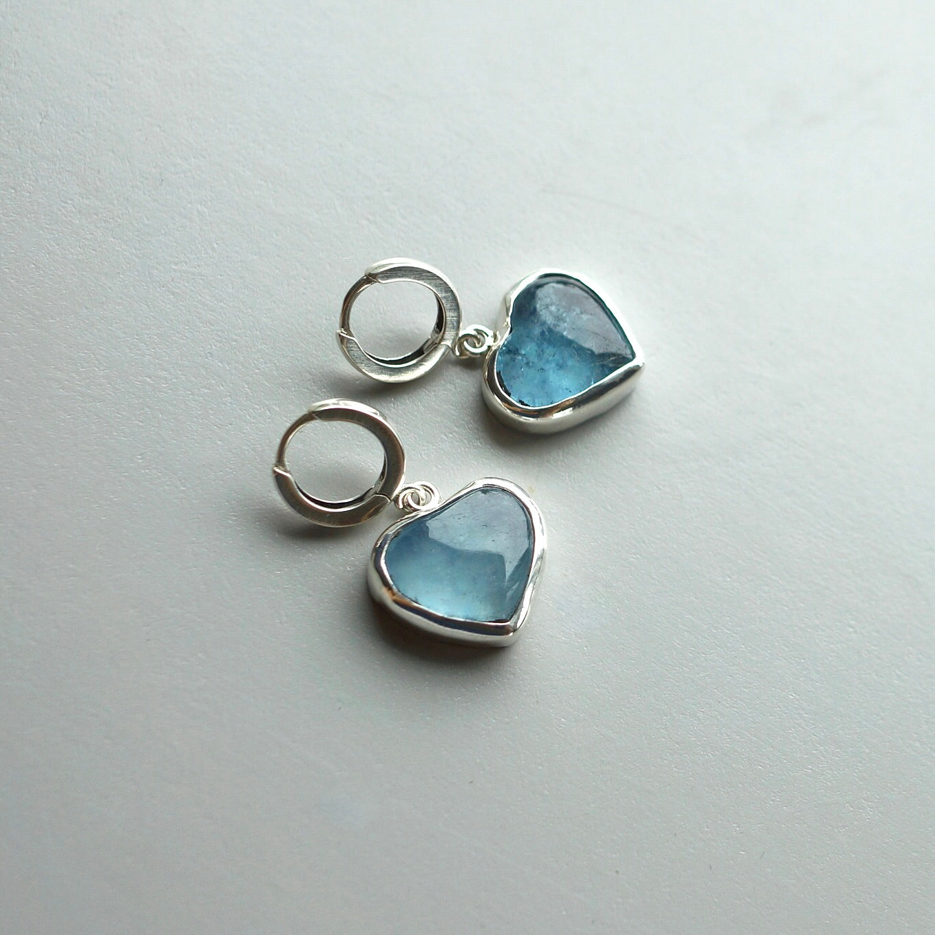 Aquamarine heart earrings