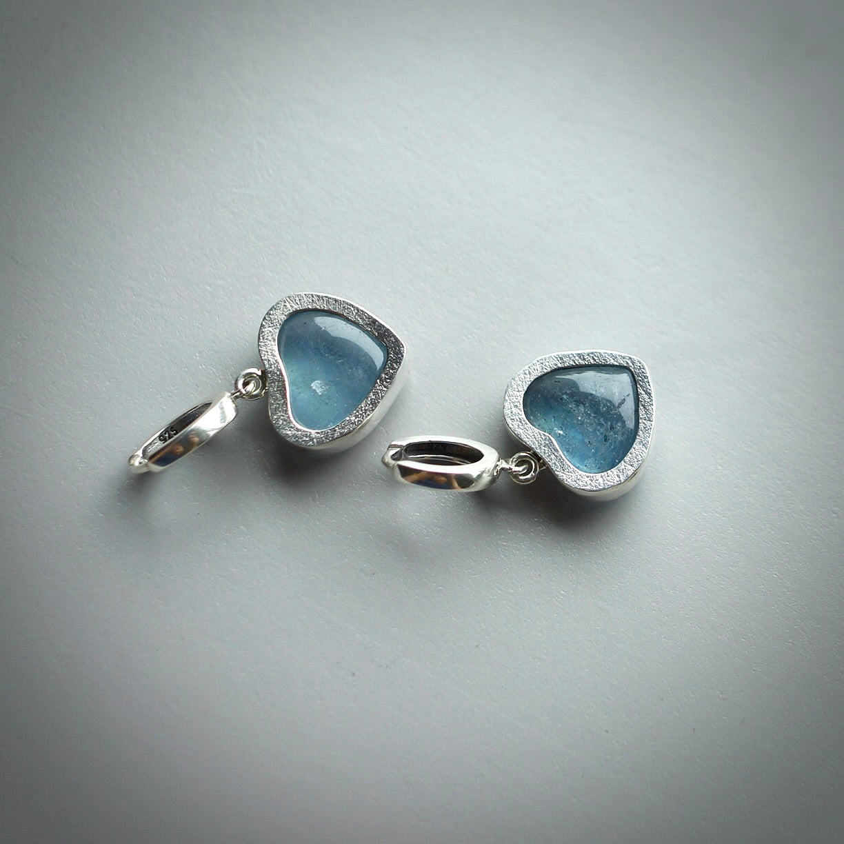 Aquamarine heart earrings