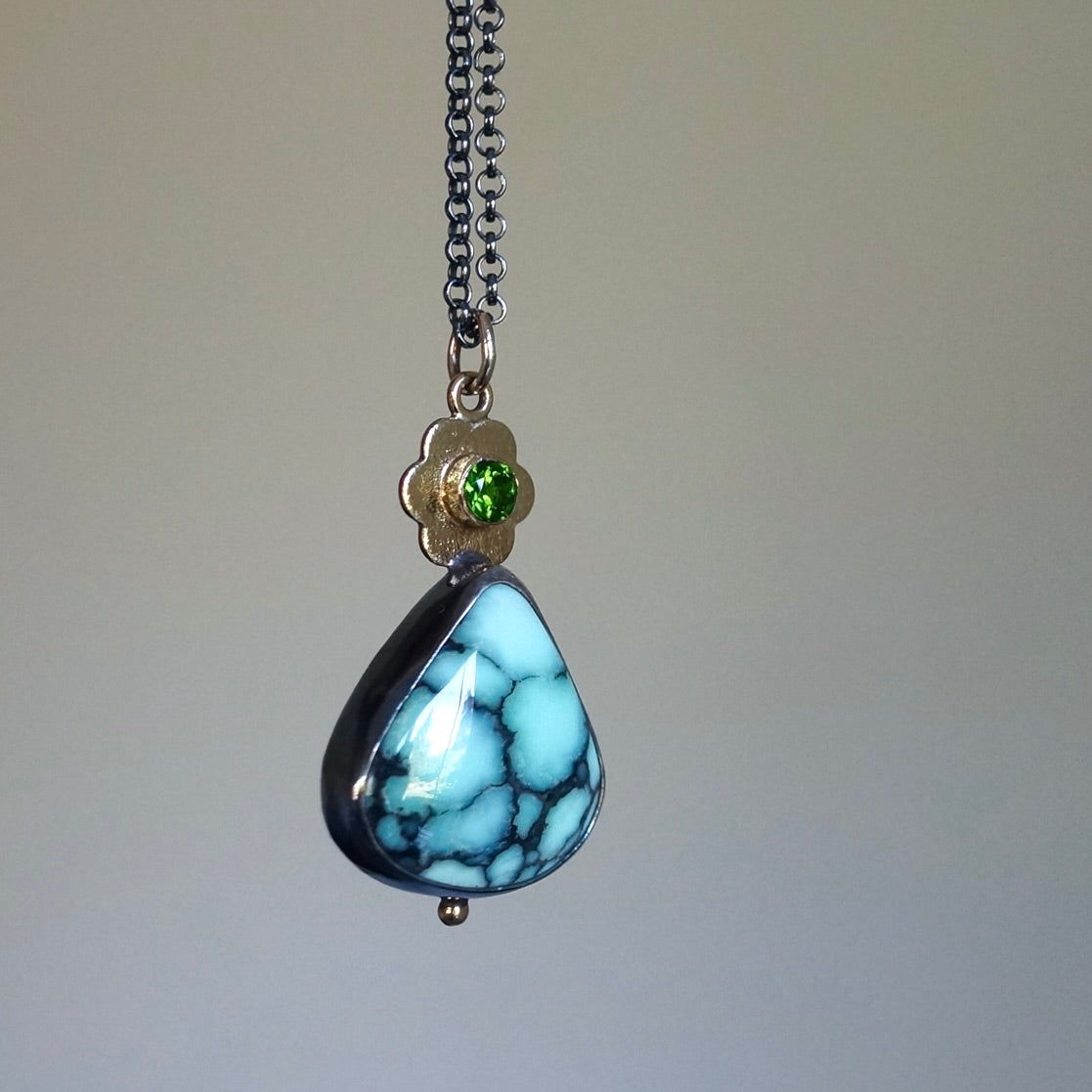 Angle wing variscite and green diopside pendant