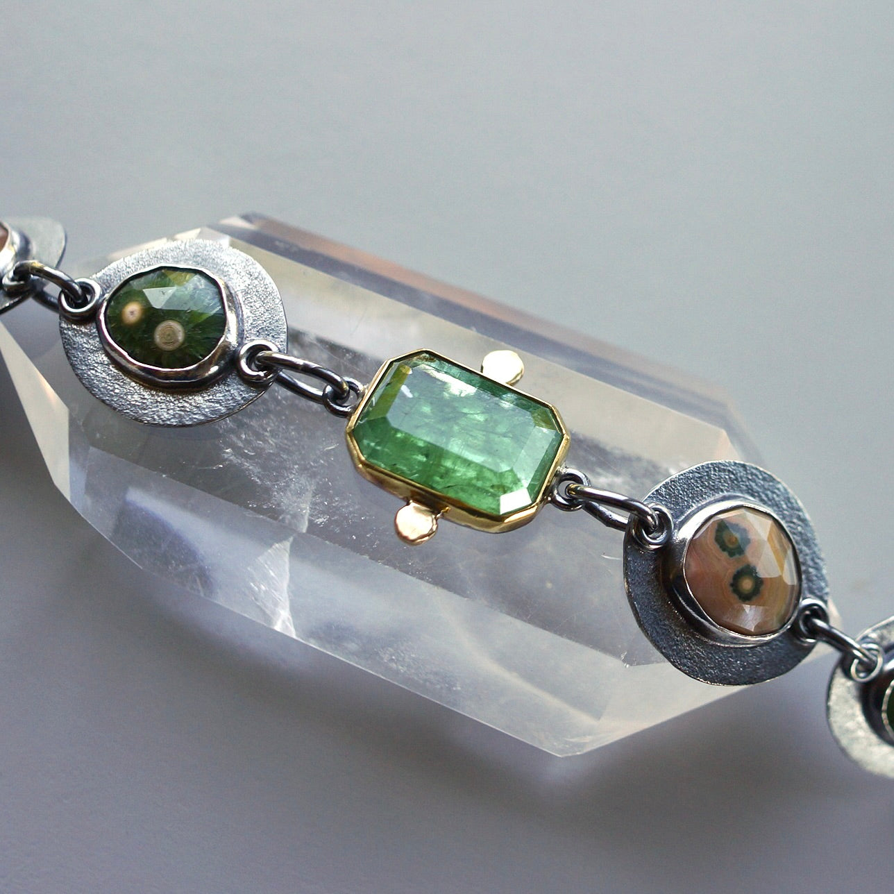 Ocean jasper and green kyanite bracelet