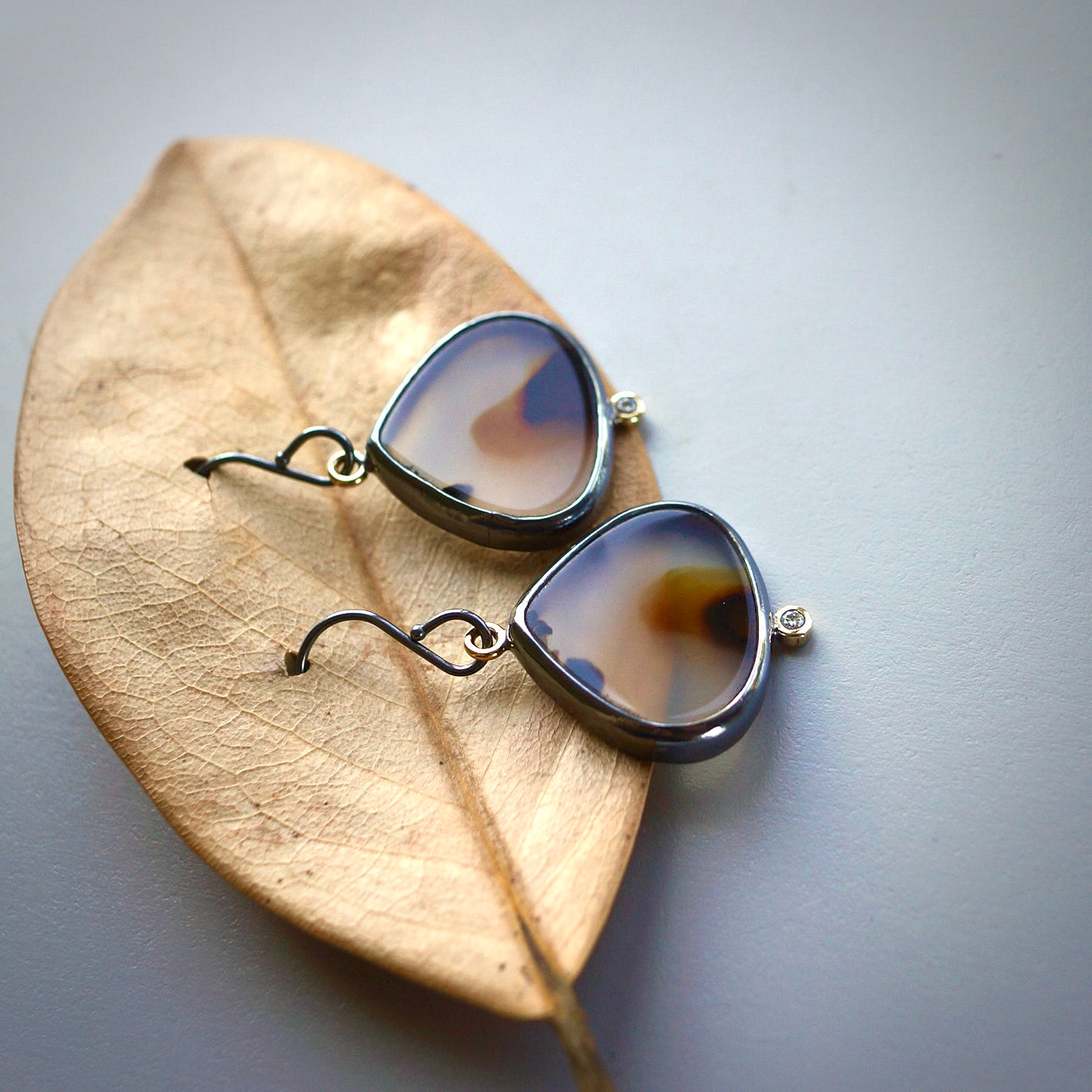 Montana agate and diamond earrings