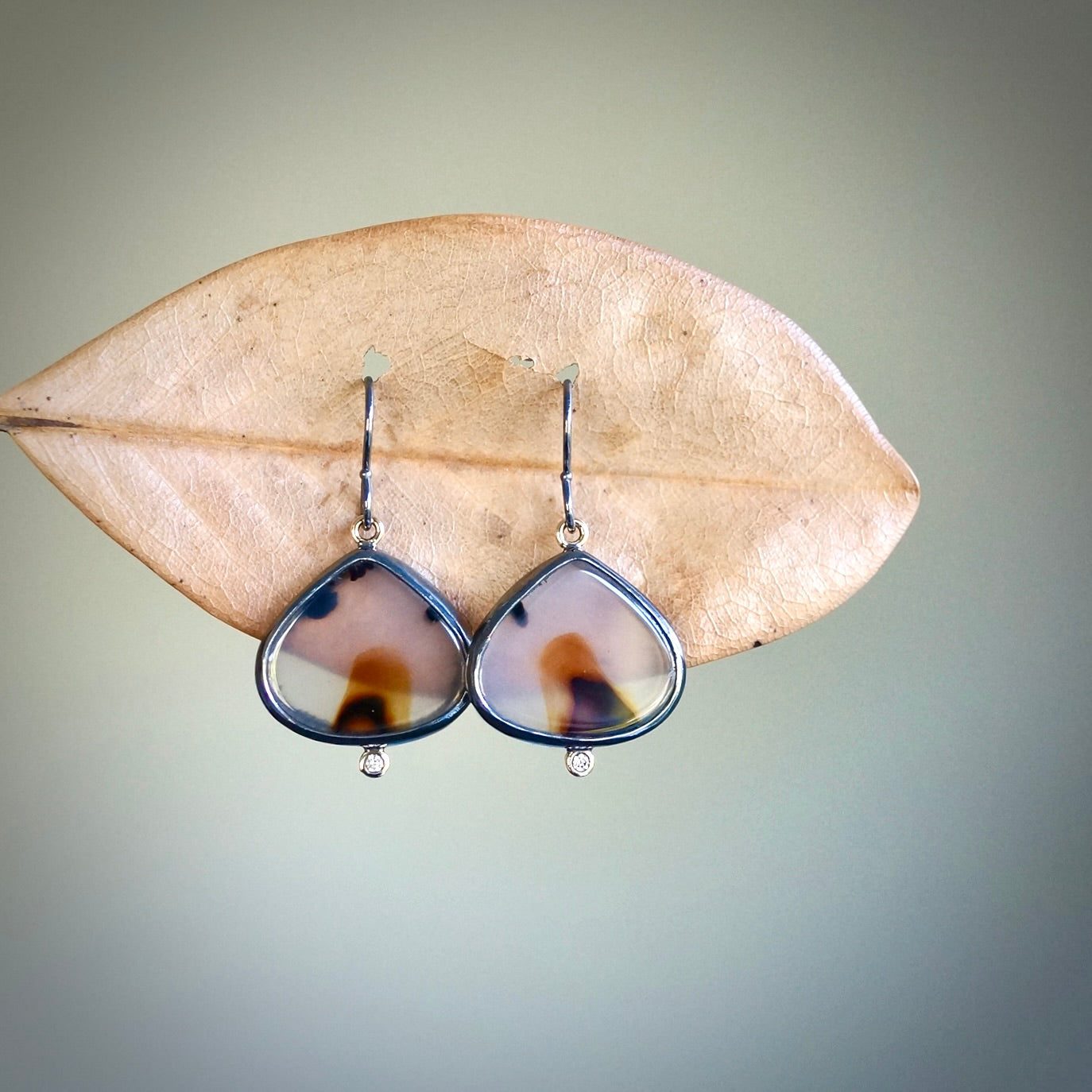 Montana agate and diamond earrings
