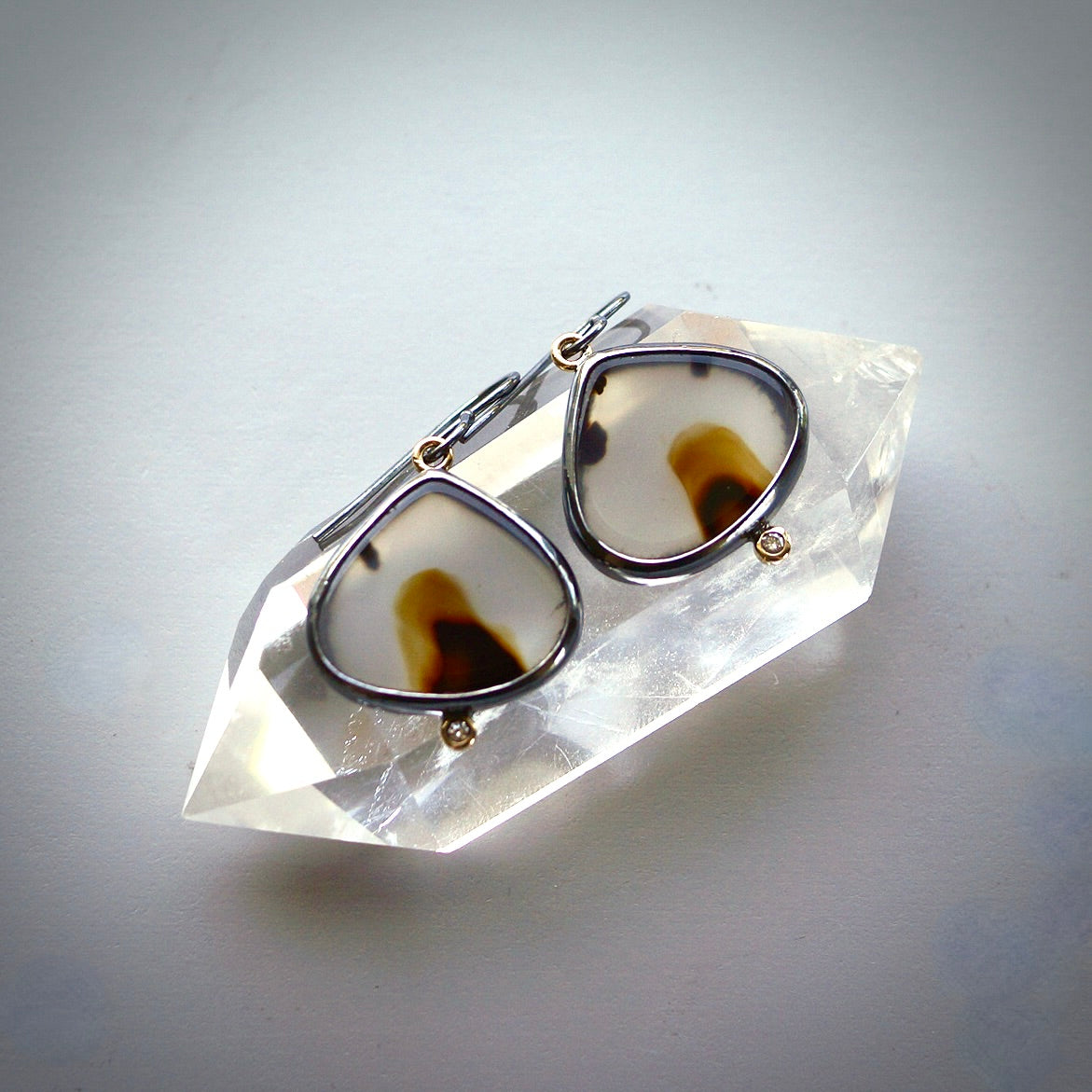 Montana agate and diamond earrings