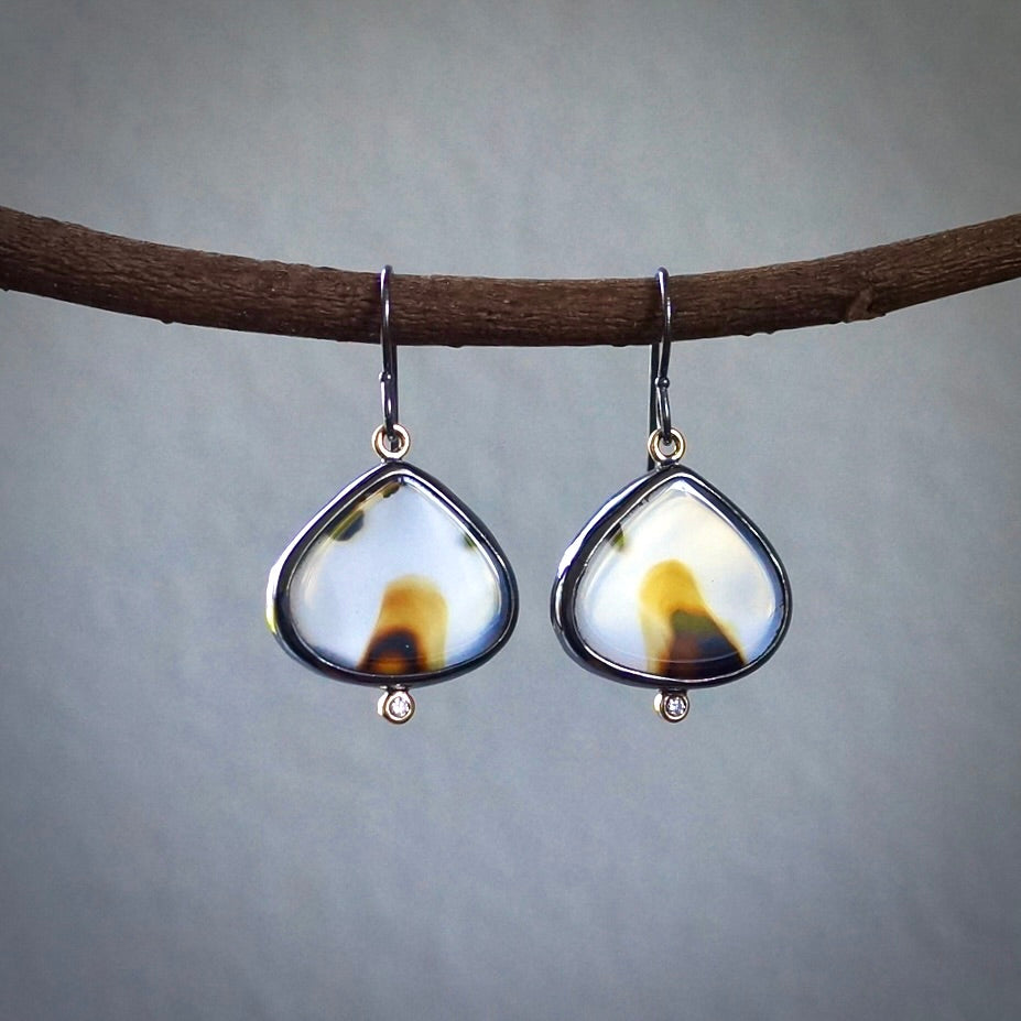 Montana agate and diamond earrings
