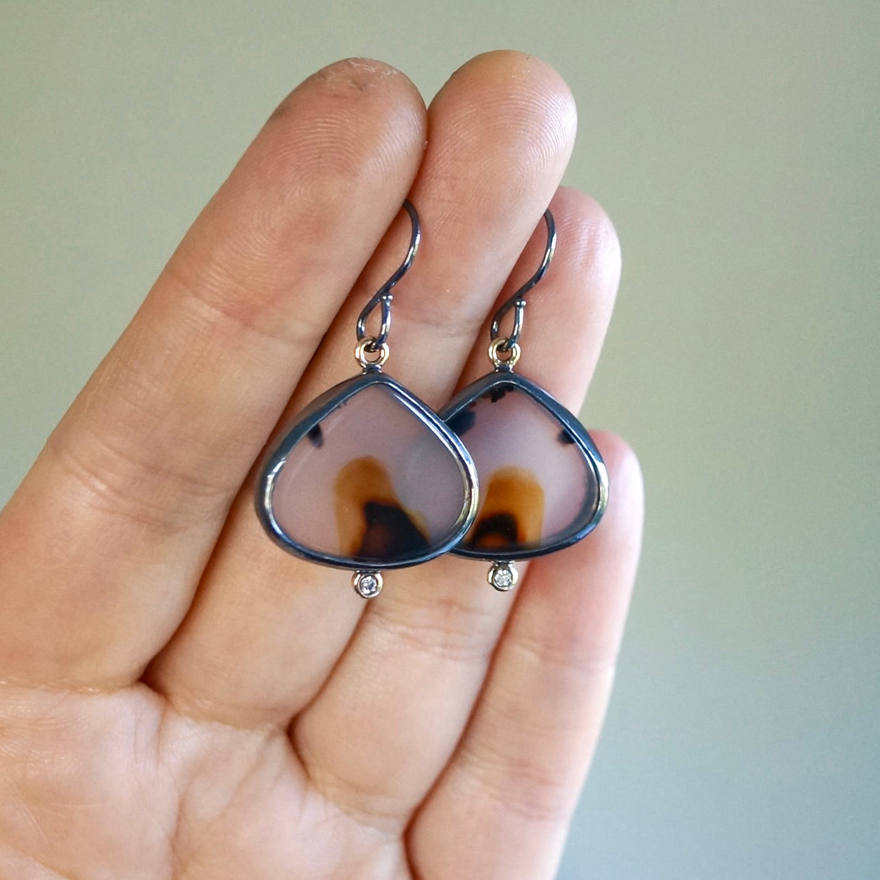Montana agate and diamond earrings