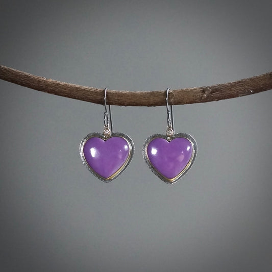 Phosphosiderite heart and diamond earrings
