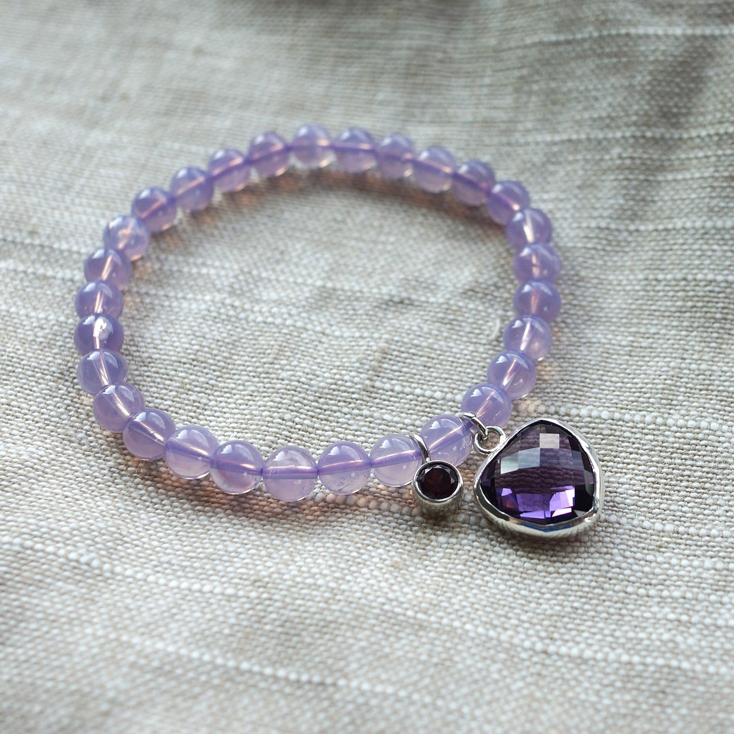 Lavender quartz charm bracelet