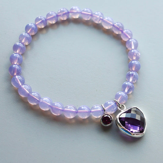 Lavender quartz charm bracelet