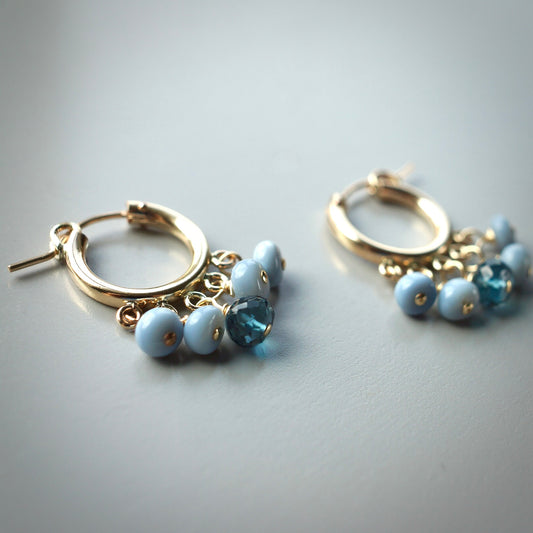 Owyhee blue opal and London blue topaz hoop earrings