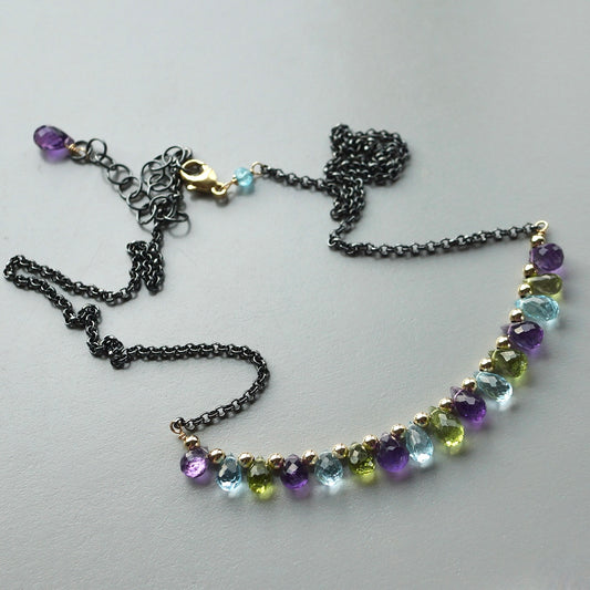 Amethyst, topaz and peridot briolette necklace
