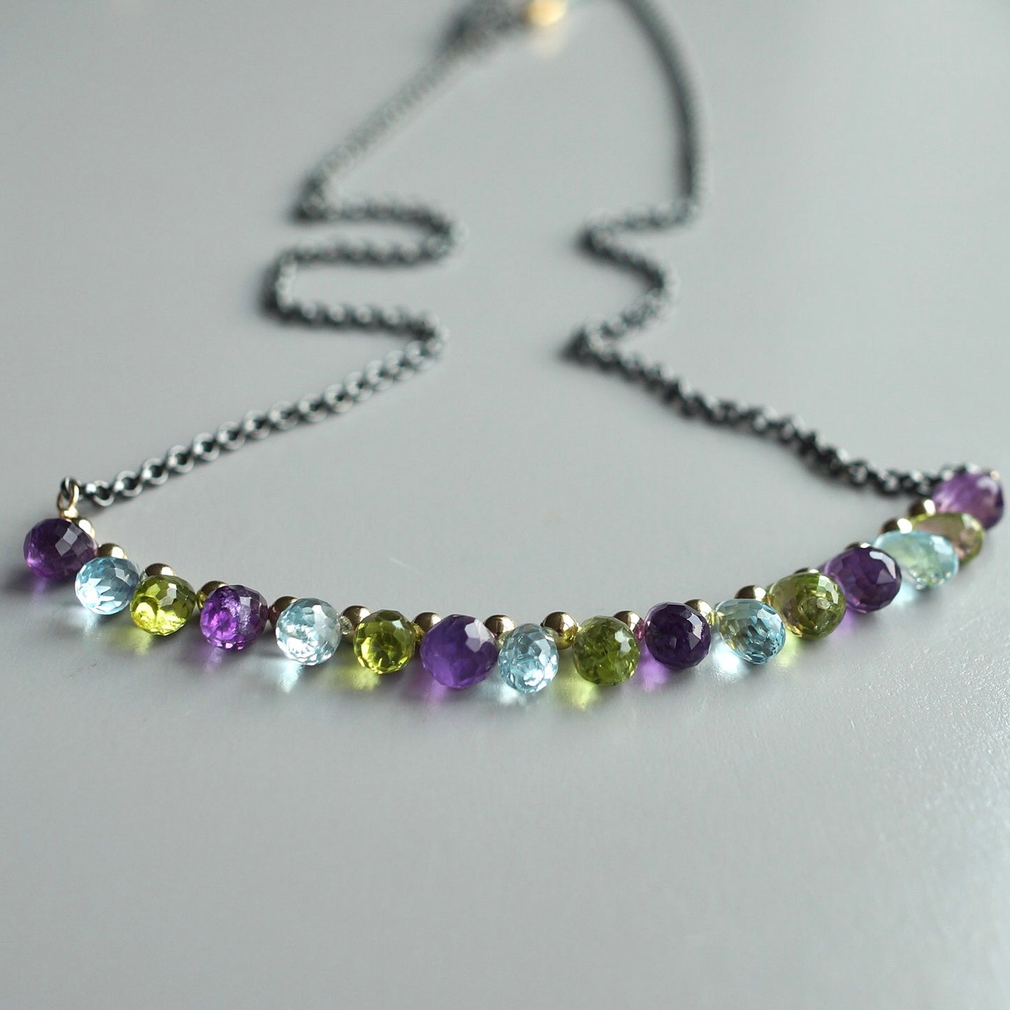 Amethyst, topaz and peridot briolette necklace