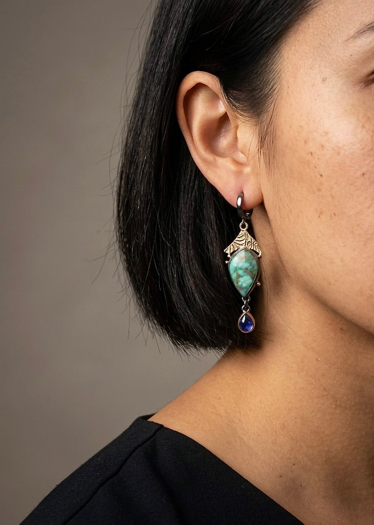 Carmel Mountain Variscite and tanzanite earrings