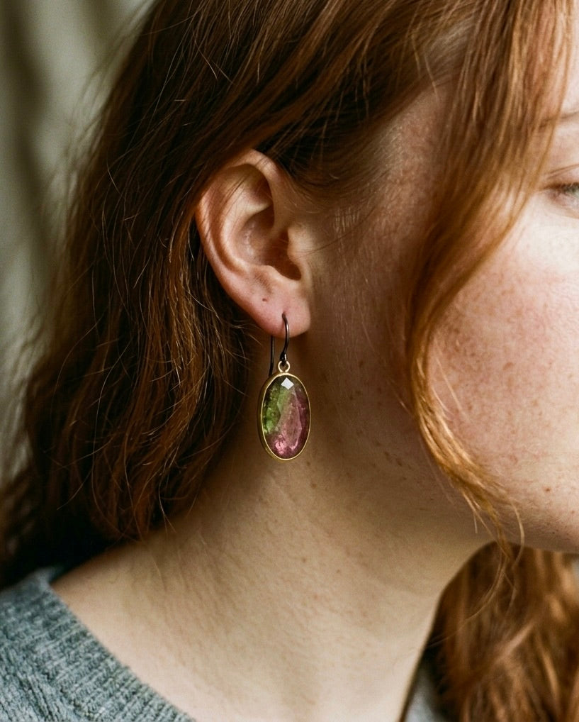 Watermelon tourmaline earrings