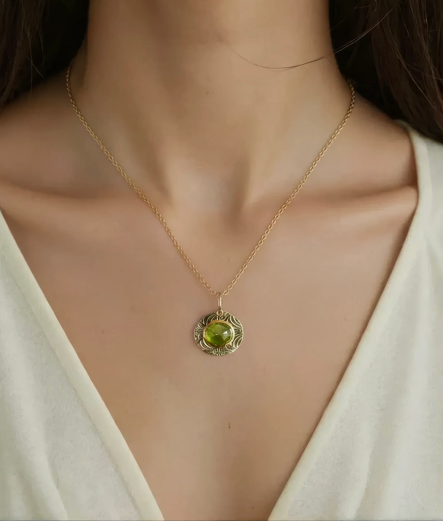 Green grossular garnet pendant