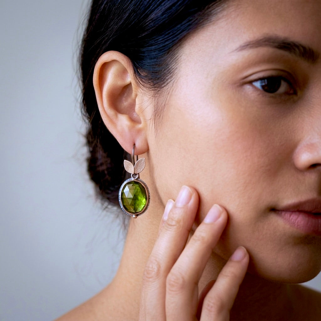 Forest green tourmaline earrings