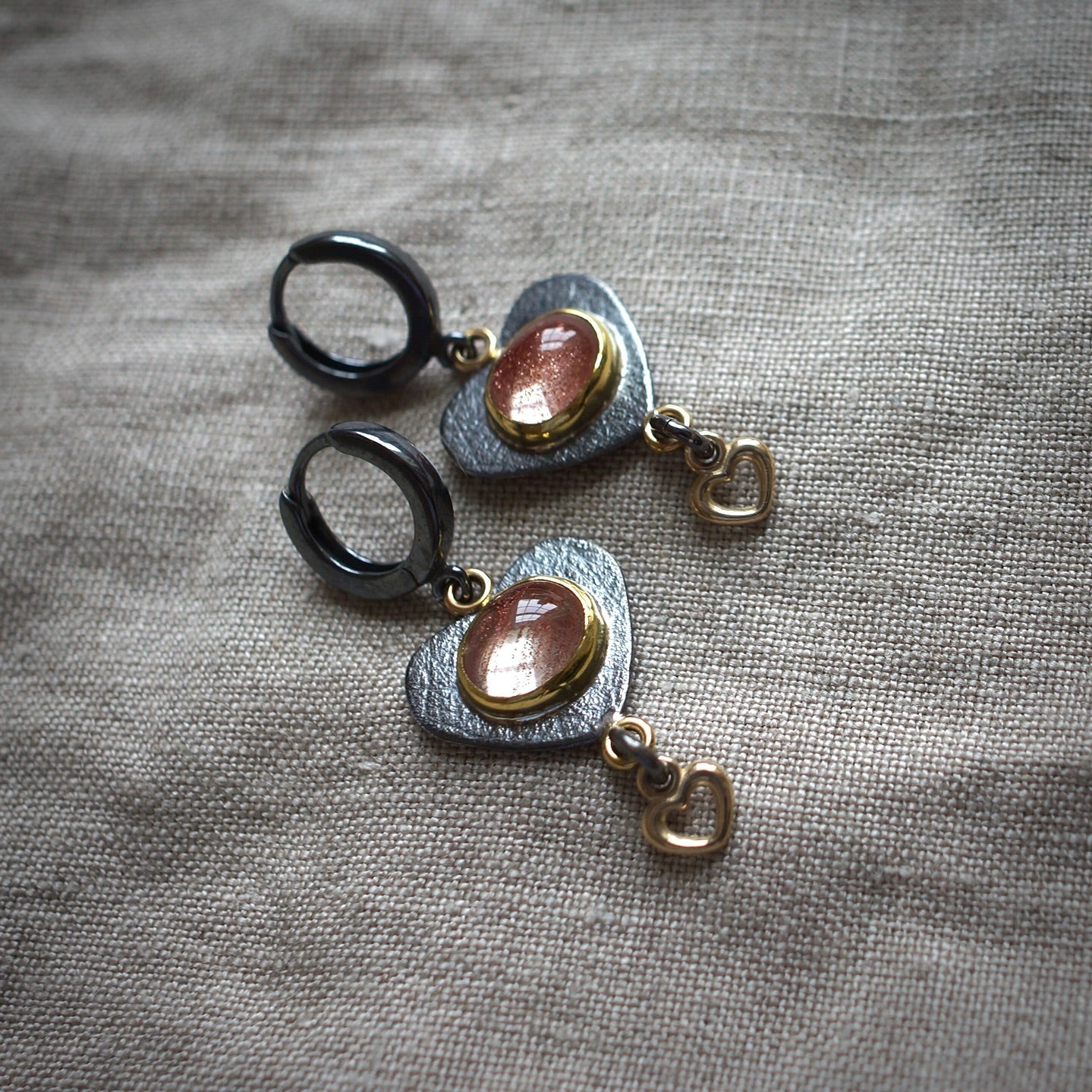 Oregon Sunstone Double Heart earrings