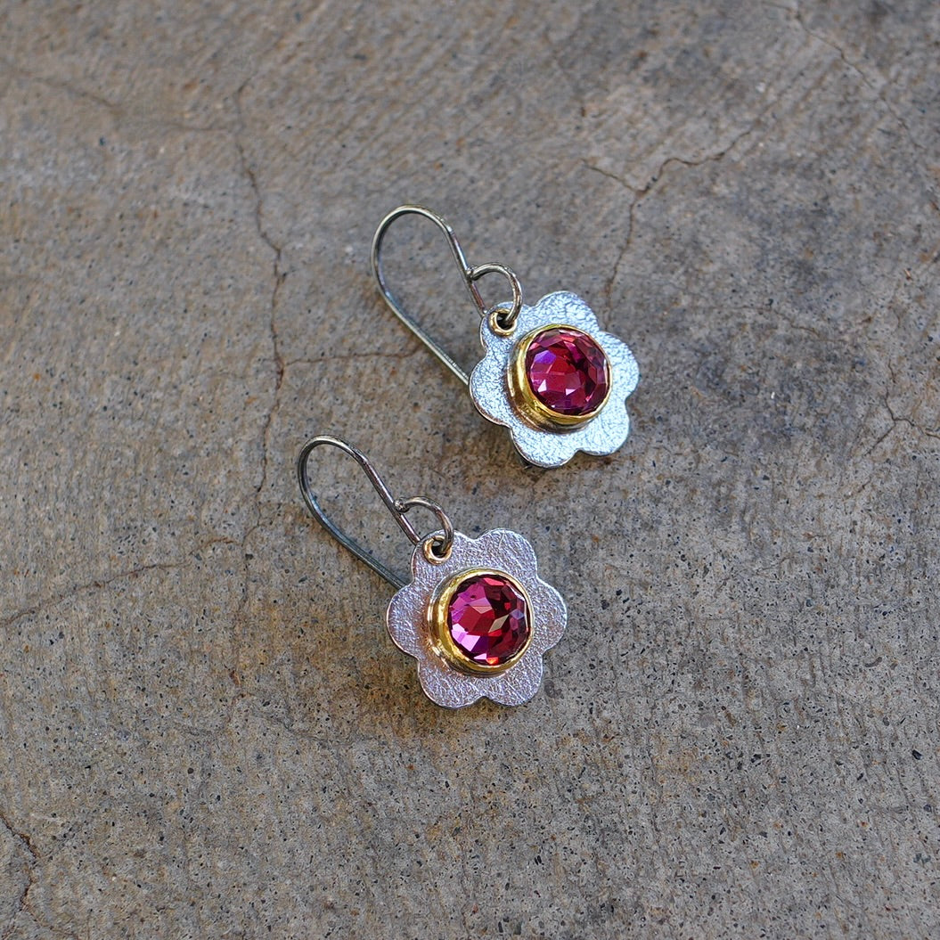 Rhododlite garnet flower earrings