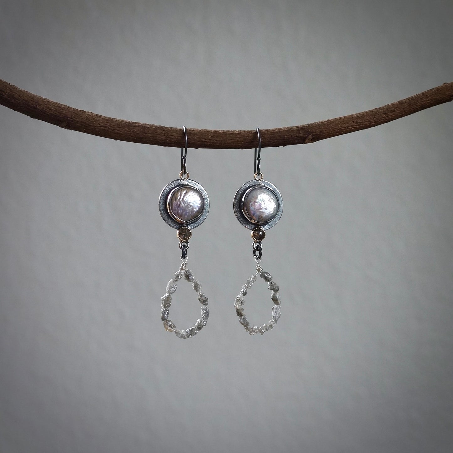 Pearl and diamond earrings