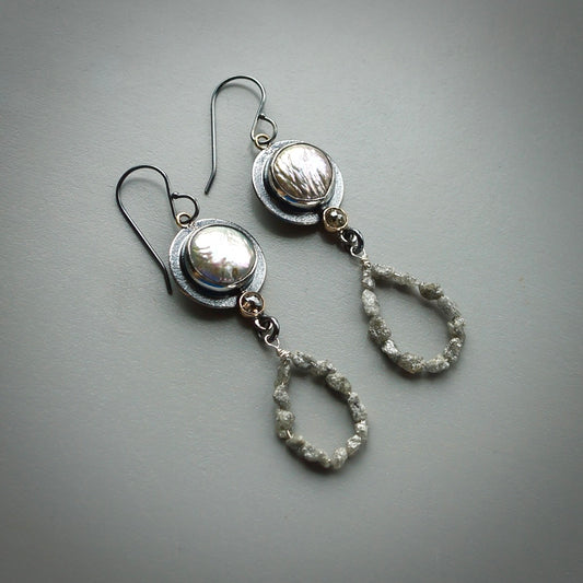 Pearl and diamond earrings