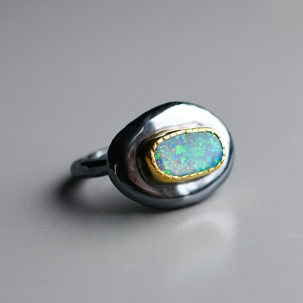 Australian opal Wabi Sabi ring