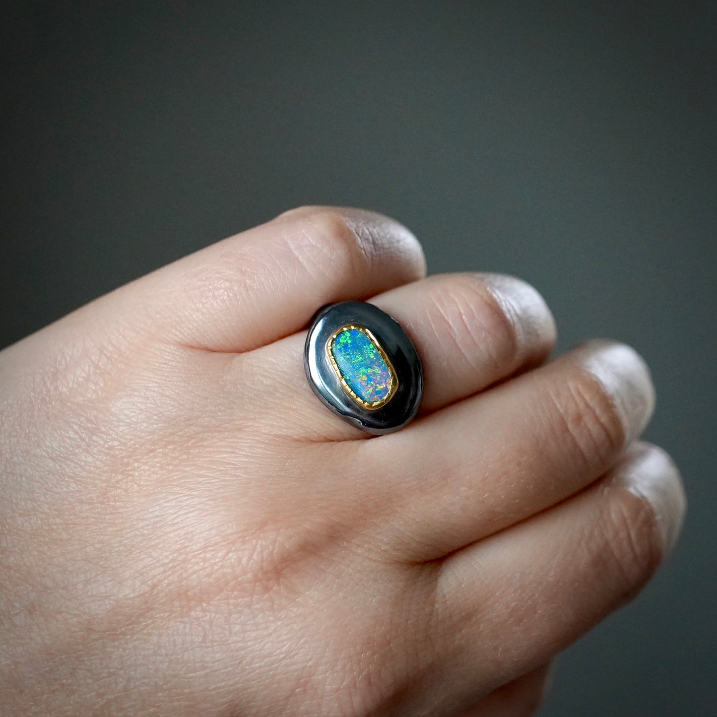 Australian opal Wabi Sabi ring