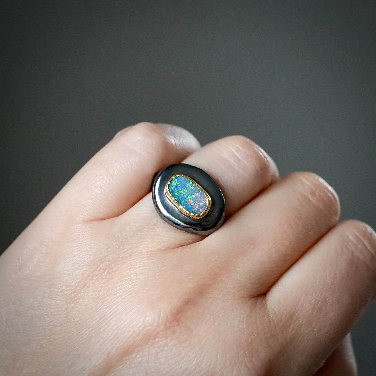 Australian opal Wabi Sabi ring