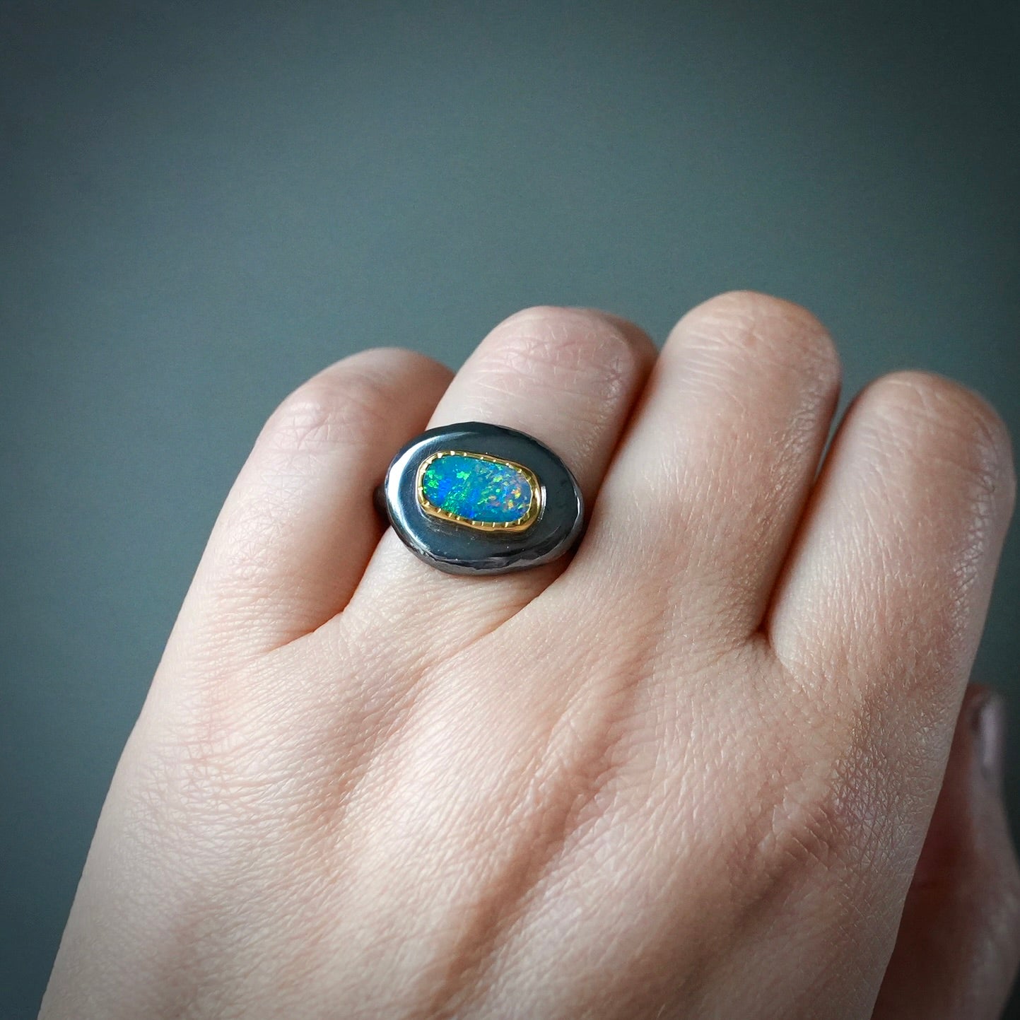 Australian opal Wabi Sabi ring