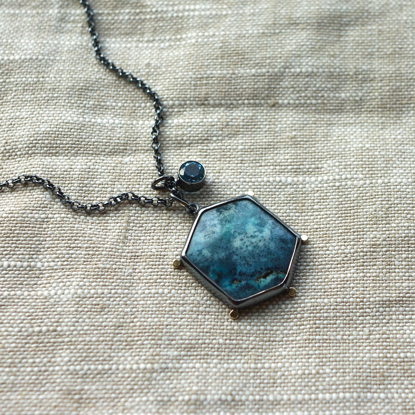Chrysocolla charm necklace