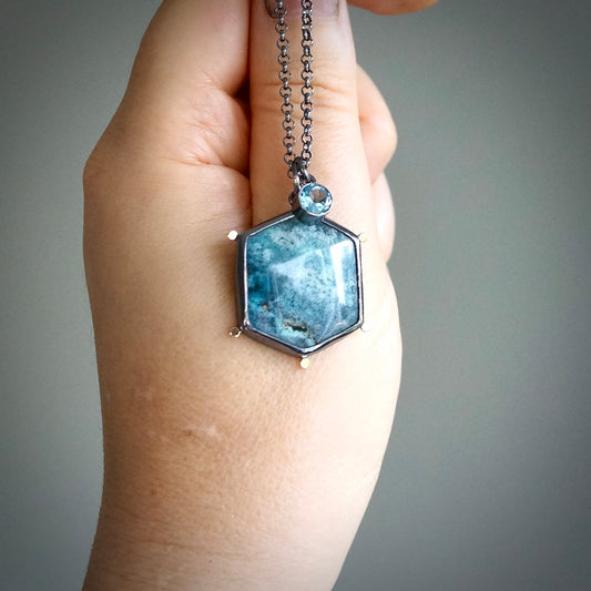 Chrysocolla charm necklace