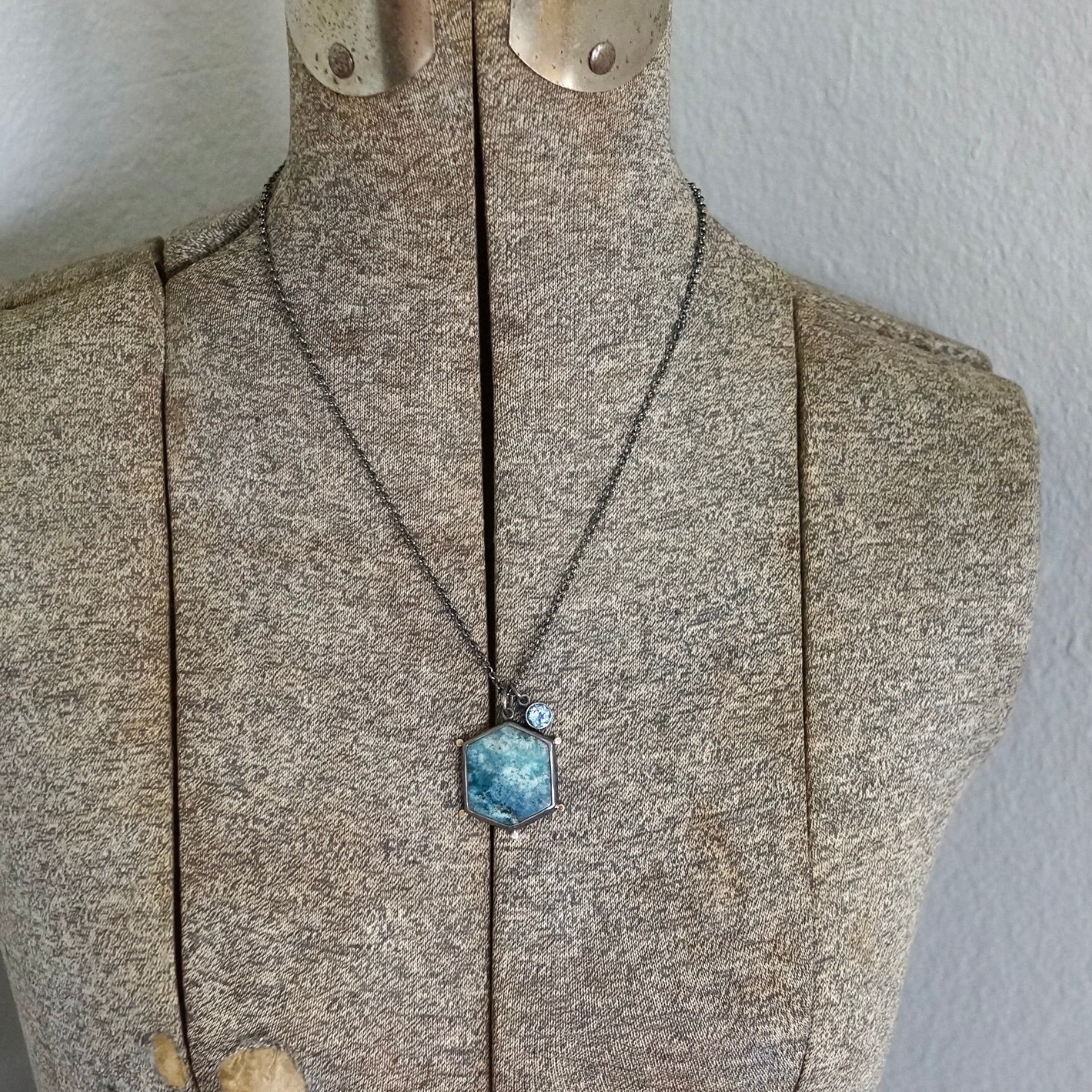 Chrysocolla charm necklace