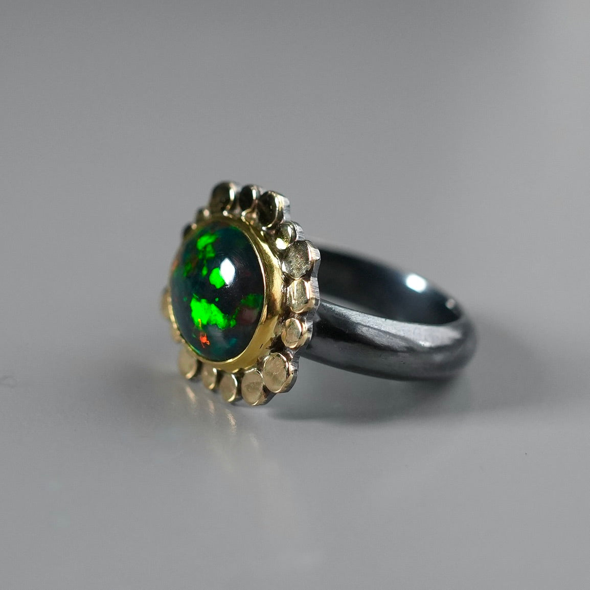 Ethiopian black opal ring