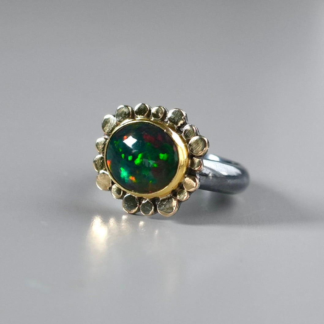 Ethiopian black opal ring