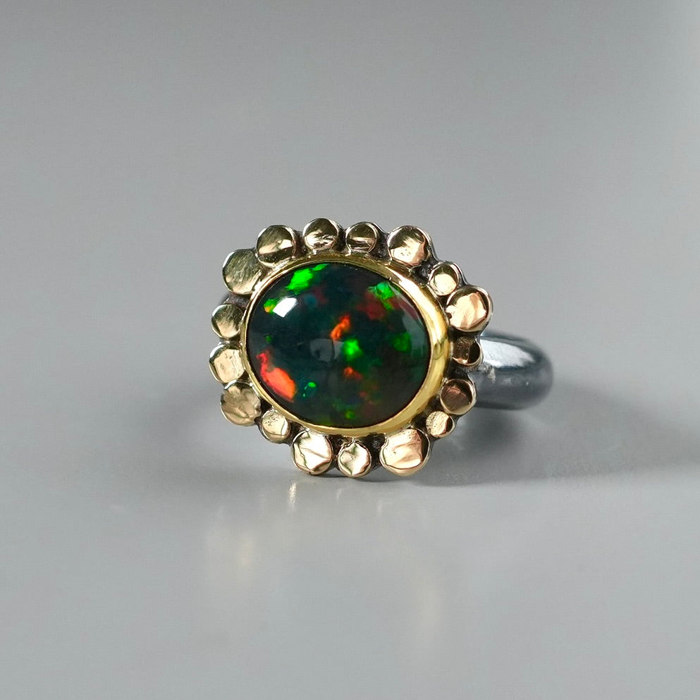 Ethiopian black opal ring