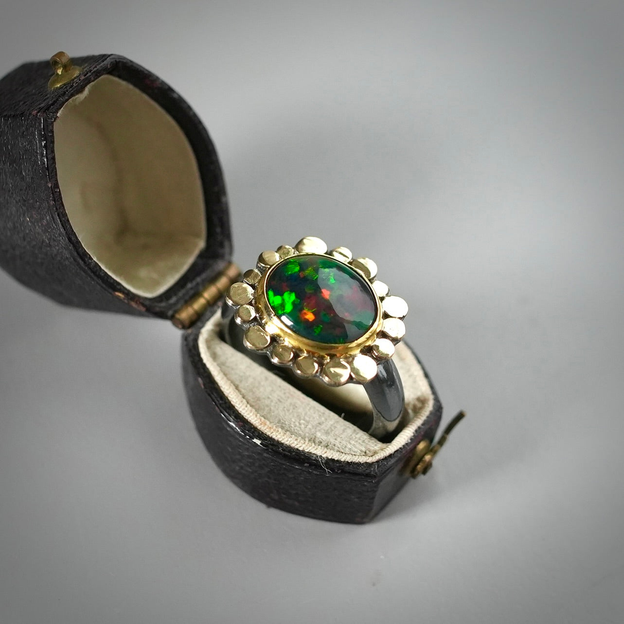 Ethiopian black opal ring